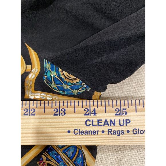 VTG Diane Gilman Size 1X Button Up Silk Blouse in Geometric print design - Picture 9 of 10